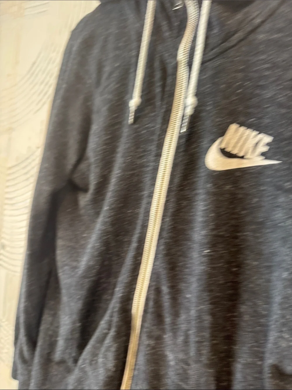 Nike Dark Charcoal Zip-Up Hoodie with White Logo N0550